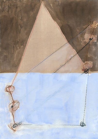 Winter-Papers 2008/ Drawings, 14.11., Verknüpfung No. 1, Beize-Mischtechnik auf Papier, 29,5 x 21 cm