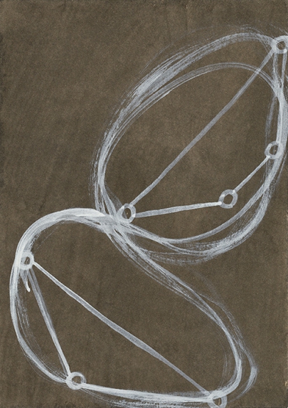 Summer-Papers 2008/ Drawings/ Firmaments, 9.7., No. 38, Beize-Mischtechnik auf Papier, 29,5 x 21 cm