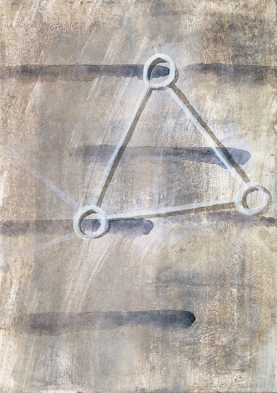 Autumn-Papers 2006/ Drawings, No. 3, Übermalung (2008), Beize-Mischtechnik auf Papier, 29,5 x 21 cm