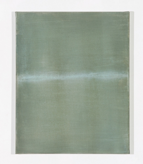 Zweiteilung grün I, horizontal, 2000, Acryl/BW, 50 x 40 cm