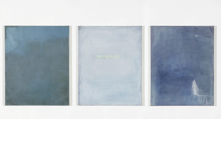 Blaues Trio, 1999, Acryl/BW, je 50 x 40 cm