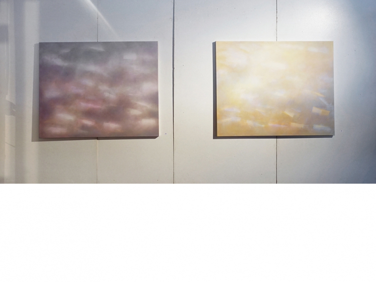 li: Traces I, re: Traces II, je: 2017, 130 x 160 cm, Acryl/ Nessel